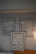 Three Framed Signed Silkscreen Prints by Paul King