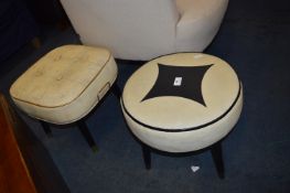 Two Vintage Vinyl Upholstered Stools
