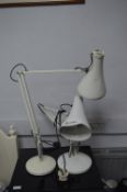 Two White Anglepoise Lamps
