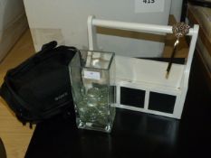 Sony Camera Bag, DEcorative Glass Vase, Painted Tr