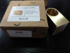 *Ferm Small Brass Block Candle Holder