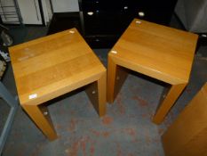 Two Small Oak Veneered Side Table (Shelving Missin