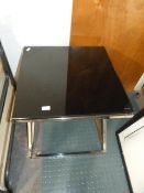 Black Glass & Chrome Side Table