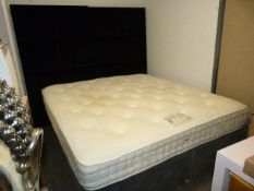 Grey Super-King Size Bed with Upholstered Headboar