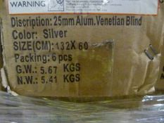 *Box of Six 25mm Aluminium Venetian Blinds in Silv