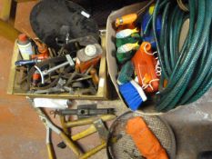 Two Boxes of Tools, Hose, etc.