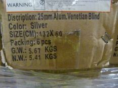 *Box of Six 25mm Aluminium Venetian Blinds in Silv
