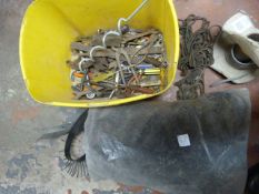 Tub of Tools, Pulleys, etc.