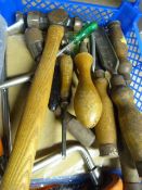Box of Assorted Tools; Chisels, Hammer, etc.