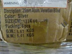 *Box of Six 25mm Aluminium Venetian Blinds in Silv