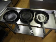 *Three Black Iron Saute Pans