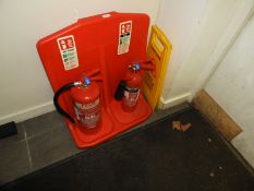 *Fire Extinguisher Station and a Wet Floor Sign