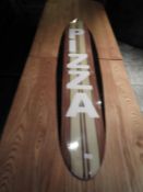 *Surfboard Depicting the Word Pizza