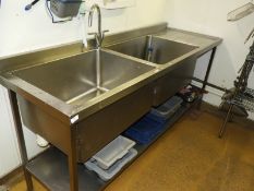 *Stainless Steel Commercial Double Sink Unit with