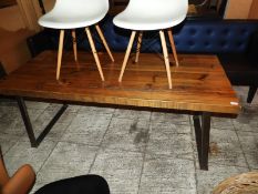 *Pine Topped Rectangular Dining Table on Steel Fra