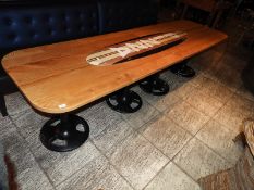 *Two D-End Ash Topped Dining Tables on Twin Pedest