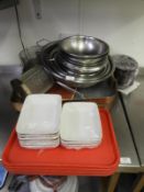 *Assorted Stainless Steel Bowls, Ceramic Dishes, P