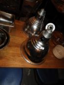 *Two Polished Aluminium Lamp Shades