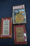 Three Framed Original Theater and Circus Posters