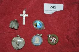Assorted Silver Pendants, Jade Cameos, etc.