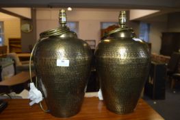 Pair of Yugoslavia Beaten Brass Lamp Bases