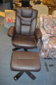 Brown Leatherette Office Swivel Chair and Matching
