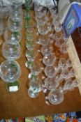 Various Sets of Liqueur Glasses, Green Stemmed Win