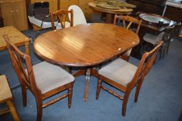 Pine Drop Leaf Dining Table with Four Matching Cre