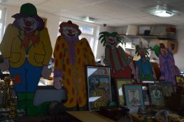 Six Hand Painted Cut Out Clowns