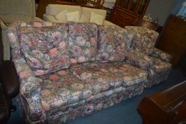 Floral Upholstered Sofa and Matching Armchair