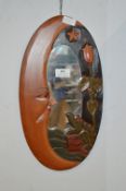 Carved Wall Mirror with Moon & Frogs