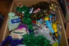 Large Box Containing Christmas Decorations, Toys,