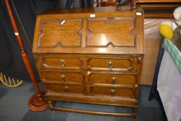 Vintage Oak Bureau with Jacobean Style Paneling