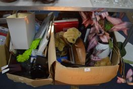 Two Boxes of Household Goods; Glassware, Soft Toys