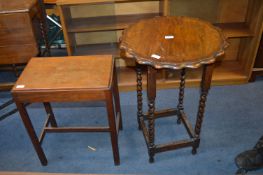 Vintage Oak Pie Crust Table with Barley Twist Legs