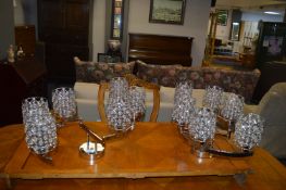 Two Retro Chrome & Glass Light Fittings