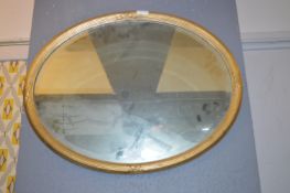 Oval Gilt Framed Bevelled Edge Wall Mirror