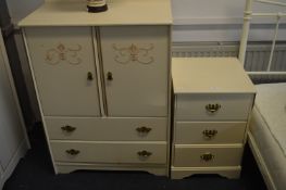 Cream Painted Bedside Cabinet and Bedroom Cupboard