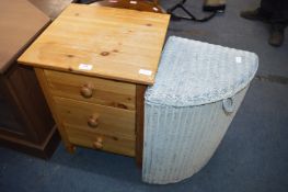Pine Bedside Cabinet (AF) and a Lloyd Loom Style L