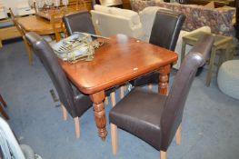 Victorian Mahogany Drawer Leaf Dining Table and Fo