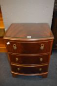 Yew Effect Bow Front Three Drawer Chest with Glass