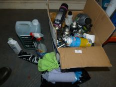 *Box of Part Used Cleaning Products and Spray Pain
