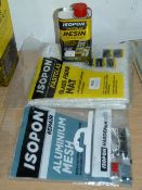 *Isopon Resin, Glass Fibre Mat, Hardener and Alumi