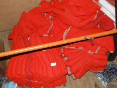 *~50 Red Sheets with Brown Piping