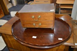Oval Mahogany Tray and Two Drawer Chest