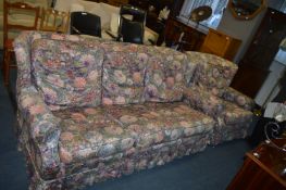Floral Upholstered Settee and Armchair
