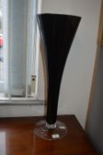 Large Black Glass Vase