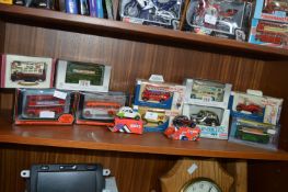 Twelve Diecast Model Vehicles Including Buses, Coo