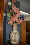 Large Egyptian Style Vase plus Dried Flower Arrang