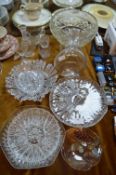 Cut Glass Crystal Punch Bowl, Cake Stands, Decante
